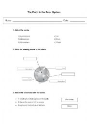 English Worksheet: The Earth in the Solar System