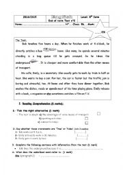 English Worksheet: End of term Test n2 9th form