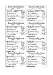 English Worksheet: Reading Strategy Card