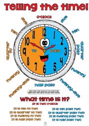 English Worksheet: Telling the time! POSTER