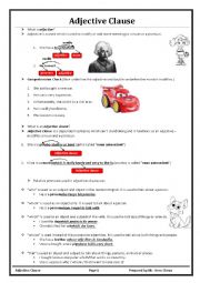 English Worksheet: Adjective Clause Lesson I