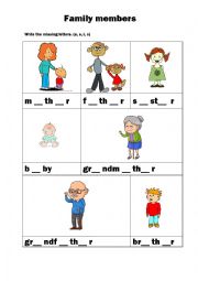 English Worksheet: family members