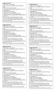 English Worksheet: Simple Past - Cards for oral practice