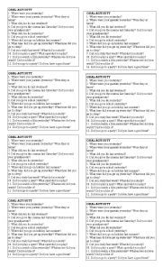 Simple Past - Cards for oral practice