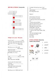 English Worksheet: Friday, Im in love song activity