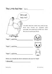 English Worksheet: The Little Red Hen