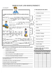 English Worksheet: SIMPLE PRESENT AND SIMPLE PAST