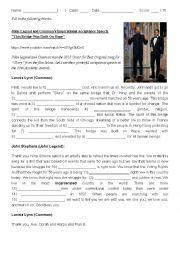 English Worksheet: John Legend and Commons Inspirational Acceptance Speech