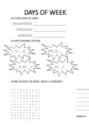 English Worksheet: Days of week