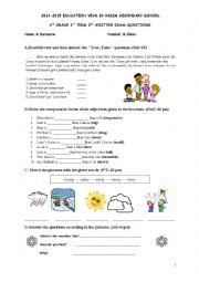 English Worksheet: exam for 6th grader
