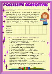 English Worksheet: Possessive adjectives for beginners