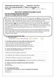 English Worksheet: exam