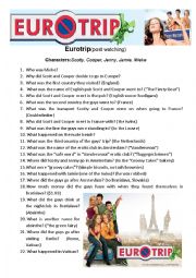 English Worksheet: Eurotrip Post-watching Questionnaire 