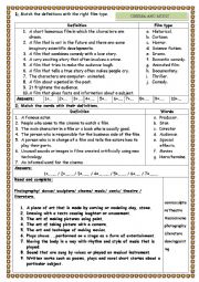 English Worksheet: music and cinema 