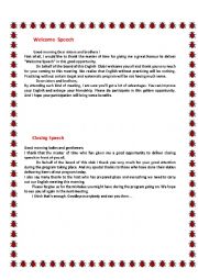 English Worksheet: Welcome & Closing Speech