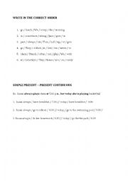 English Worksheet: simple present - present continuous