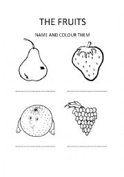 English Worksheet: thr fruits