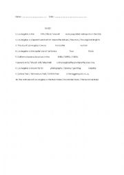 English Worksheet: Los Angeles quiz