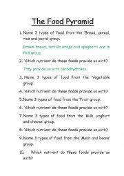 English Worksheet: The food pyramid