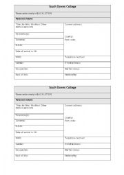 English Worksheet: Form filling