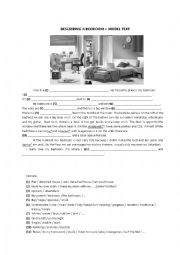 English Worksheet: Describing my bedroom - model text