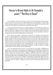 English Worksheet: Homers Greek Myth in Al-Sayyabs Poem 