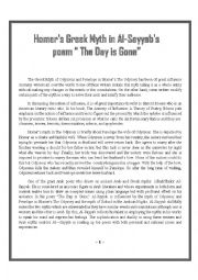 English Worksheet: Homers Greek Myth in Al-Sayyabs Poem 