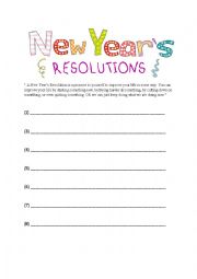 English Worksheet: Resolutions for New Year