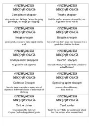 English Worksheet: Anonymous Shopaholics Meeting