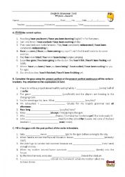 English Worksheet: Grammar test - Present perfect/present perfect continuous