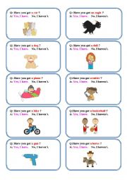 English Worksheet: SPEAKING CARDS HAVE GOT part 1