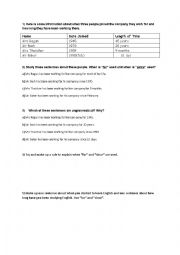 English Worksheet: Present Perfect For and Since - A Consciousness Raising Activity