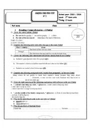 English Worksheet: 2nd form end of term test 2