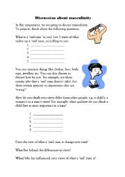 English Worksheet: Discussion about masculinity