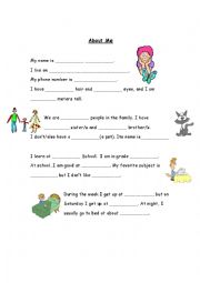 English Worksheet: About Me