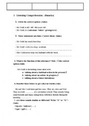 English Worksheet: mid-ter test n 2 for 8th formers