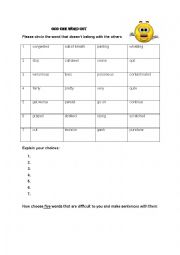 English Worksheet: Ailments - odd one out