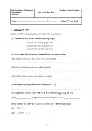 English Worksheet: Mid term two test for bac students