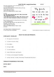 English Worksheet: A comprehesion activity with the song 