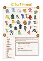 English Worksheet: clothes