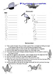 English Worksheet: Flying Crane Origami