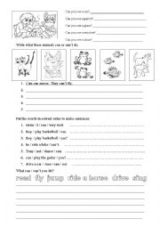 English Worksheet: Verb Can