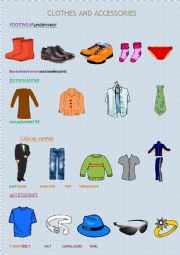 English Worksheet: CLOTHES AND ACCESSORIES PICTIONARY