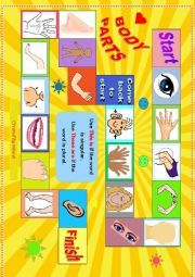 English Worksheet: Body parts Board game 