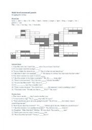 English Worksheet: crossword puzzle - clothes