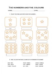 English Worksheet: The numbers and the colours 