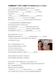 English Worksheet: Somebody that I used to know by Gotye