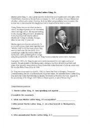 English Worksheet: Martin Luther king