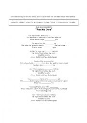English Worksheet: Beatles Lyrics to teach Simple Present