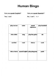 English Worksheet: Can you ~ ? Human Bingo